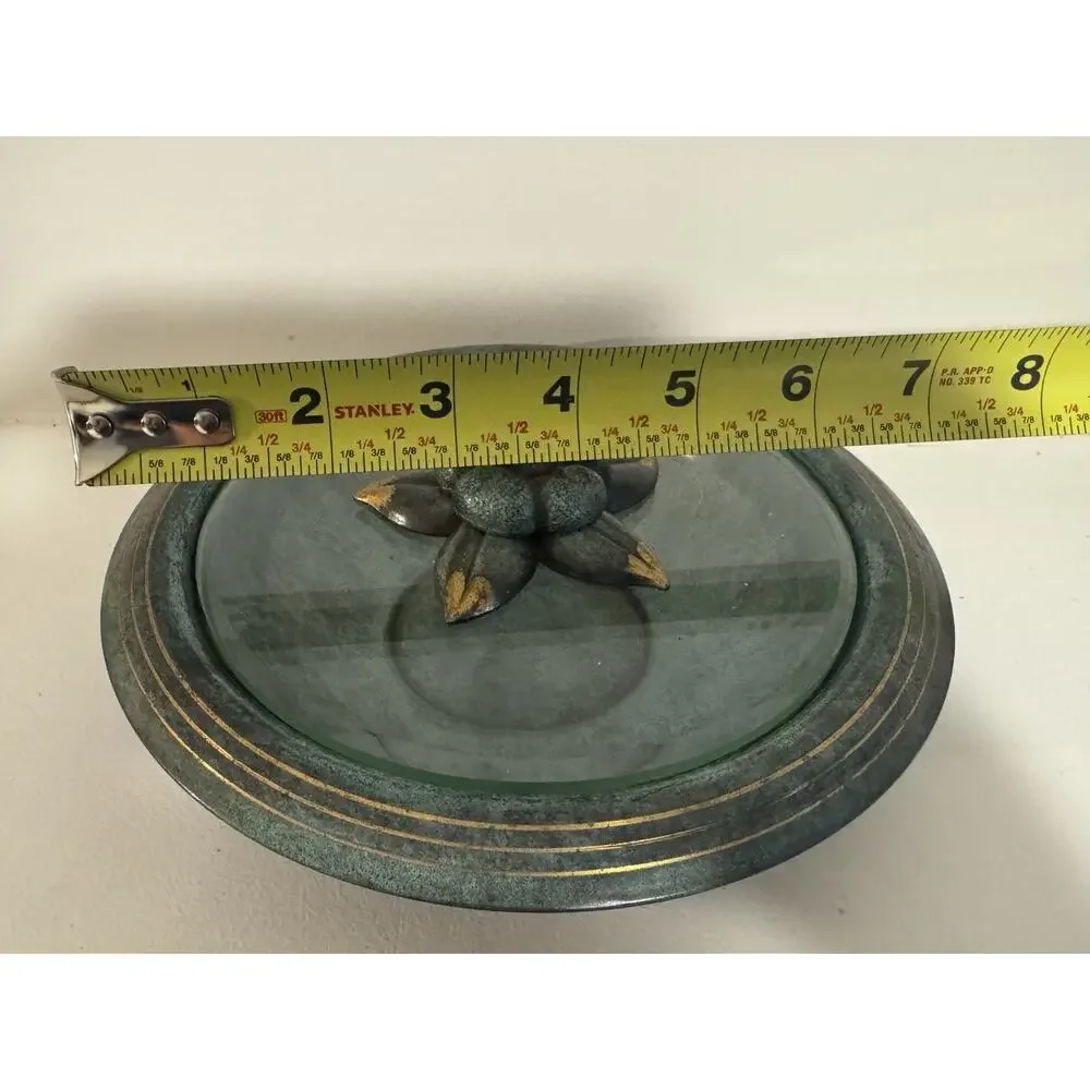 Vintage Art Deco Dish with Glass Beveled Lid Springfield Mass.